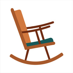 Colorful Rocking Chair Illustration with Red Orange Brown and Teal