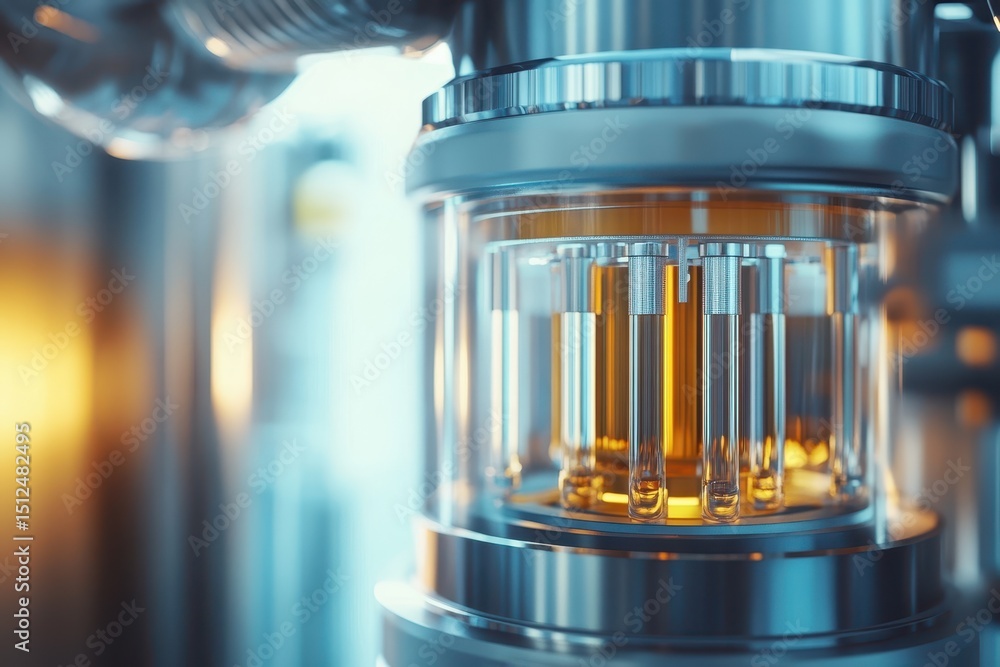 Poster close-up view of a medical device showcasing an advanced liquid processing system utilized in contem
