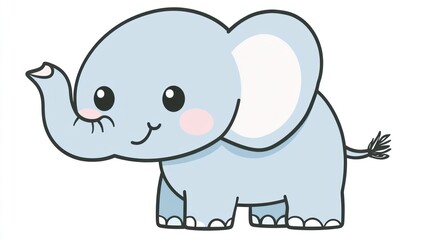 Obraz premium Cute light-blue elephant cartoon