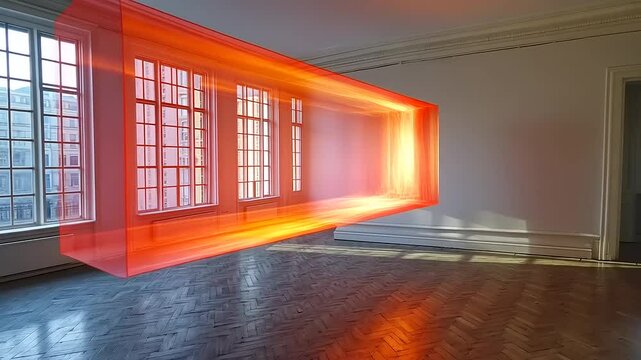 Abstract Glowing Portal in Modern Room: Visualizing Dimensional Travel Concept