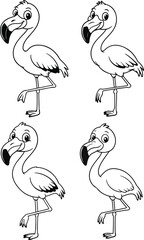 Naklejka premium Cute flamingo line art vector illustration