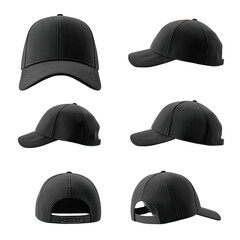 Black baseball cap, various views (1)