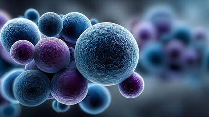 Vibrant scientific depiction of spherical yeast cells in motion  