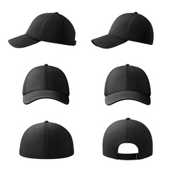 Black baseball cap, various views (2)