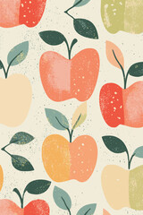 Soft Retro Apple Fruit Seamless Vector Pattern with Copy Space for Backgrounds and Presentations