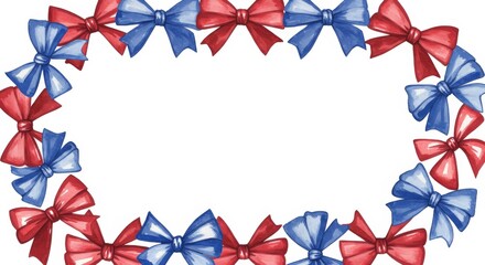 Obraz premium Watercolor Frame Made of Patriotic Ribbon Bows