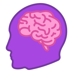 Brain in head color stroke
