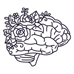Brain and flowers stroke