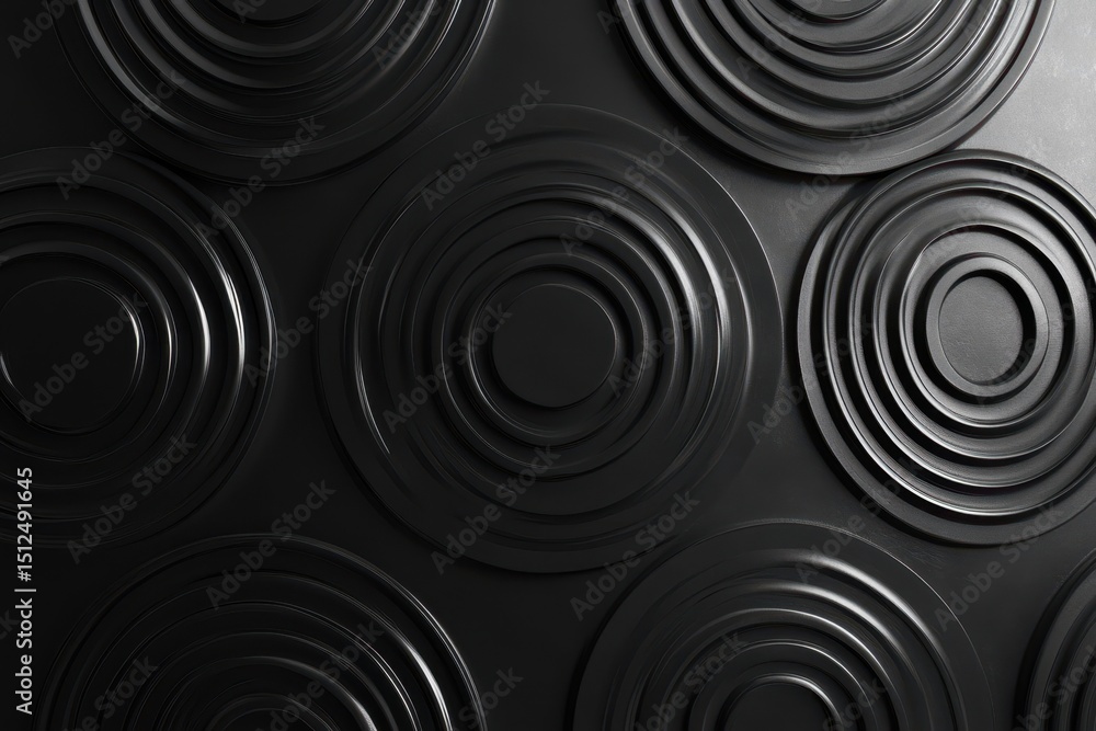Poster black abstract geometric background featuring rippling rings creates a unique visual texture for mod