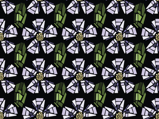 Blooming white flower blossom  mosaic . Seamless vector pattern. 