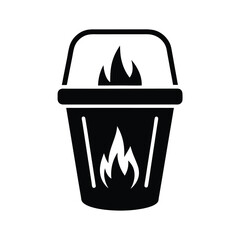 Campfire Ash Bucket Icon Vector Illustration