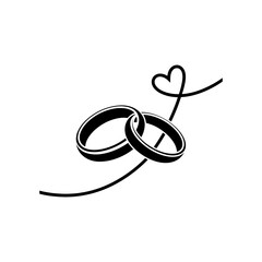 Obraz premium Timeless Bond: A delicate, artistic depiction of intertwined wedding rings and a tender heart, representing an eternal commitment and the beauty of love.