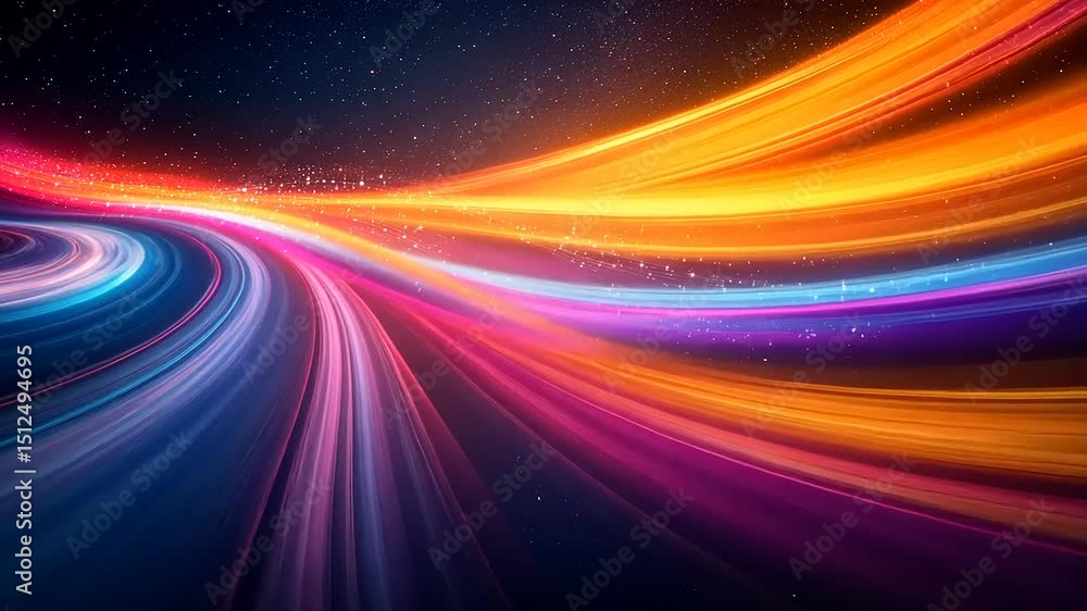Wall mural abstract light trails and speed motion background with colorful lines, galaxy space