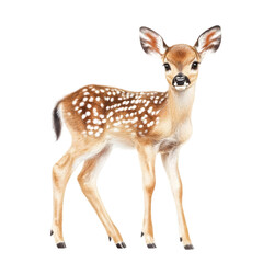 Whitetail Fawn: A Stunning Portrait of a Young Deer on white background