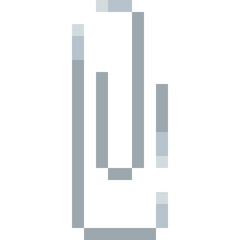 Pixel art paperclip icon on black screen in retro style
