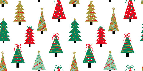 modern trendy seamless christmas new year trees pattern simple art elements for greeting cards paper design