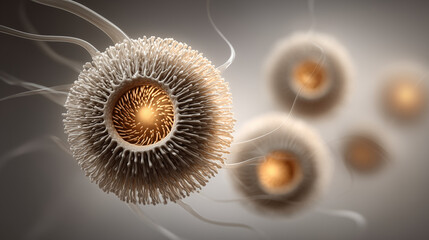 Fototapeta premium Detailed illustration of bacterial spores on a soft background 