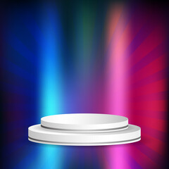 Neon Mesh Podium Display for Product Focus Vector