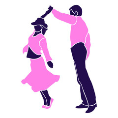 Dance pose duo swirl silhouette