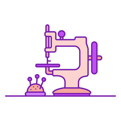 Sewing machine with pins flat