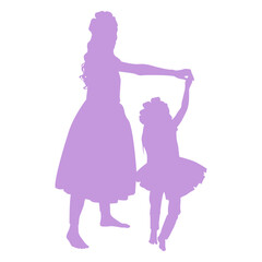 Mother and daughter dancing silhouette