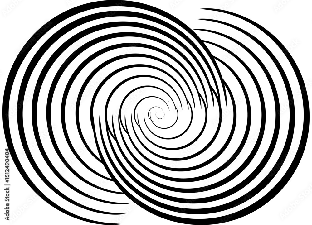 Poster vector design element of black swirling lines on a white background. abstract intertwined rings. bla