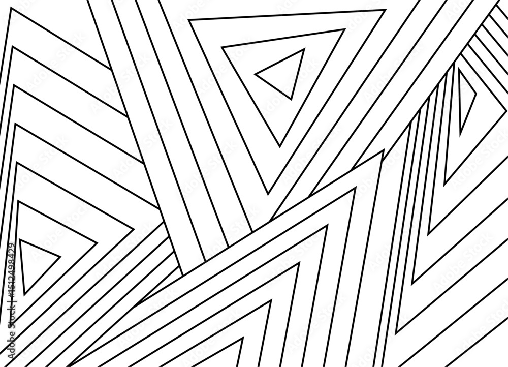 Poster vector design element of thin black lines on a white background. abstract intertwined triangles. bla
