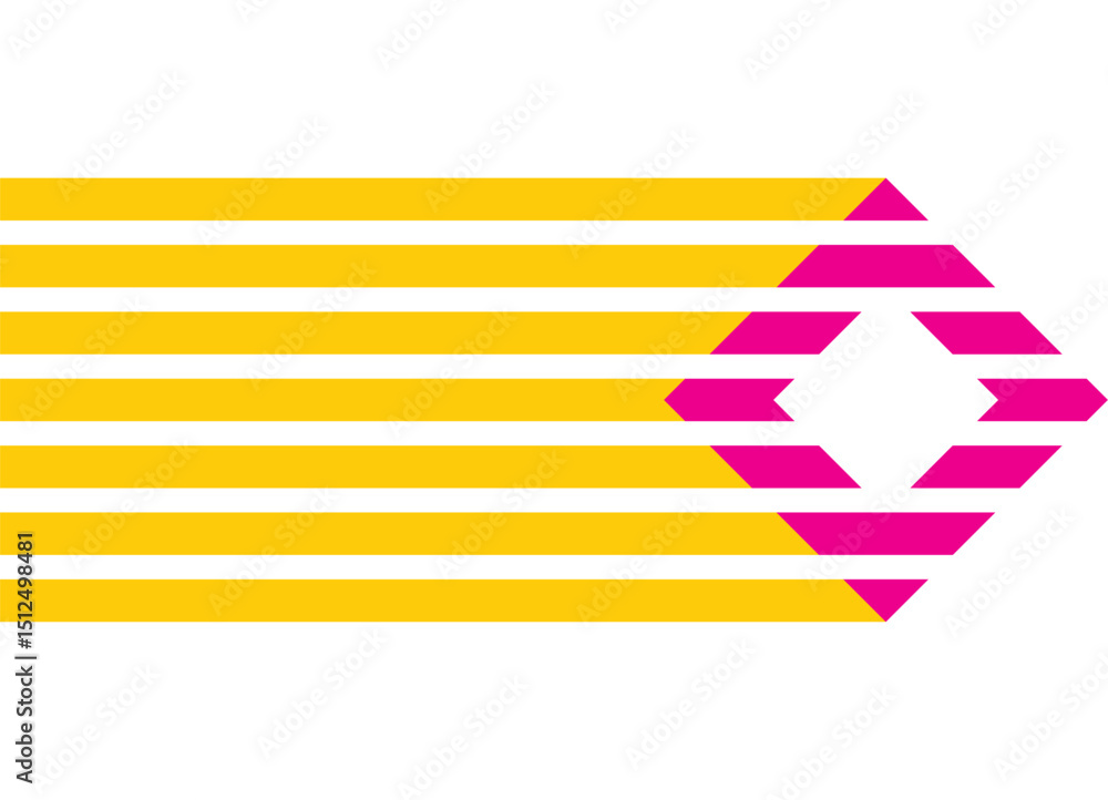 Poster vector abstract pattern with thick yellow lines and purple square. dynamic, modern design element, f