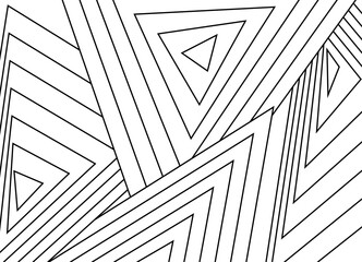 Vector design element of thin black lines on a white background. Abstract intertwined triangles. Black and white striped pattern. Vector background. Flowing. Optical. For covers, interior, ads