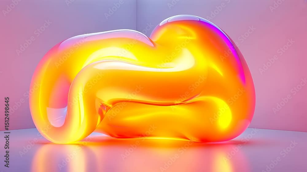 Poster iridescent abstract form luminous design captivating glowing shapes animation