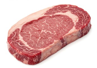 Obraz premium Raw rib eye steak isolated on white background