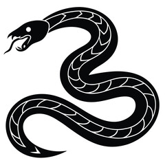Cobra snake silhouette vector art illustration black, snake graphic icon snake black silhouette isolate vector, Coiled snake silhouette vector illustration of a cartoon of a snake vector illustration.