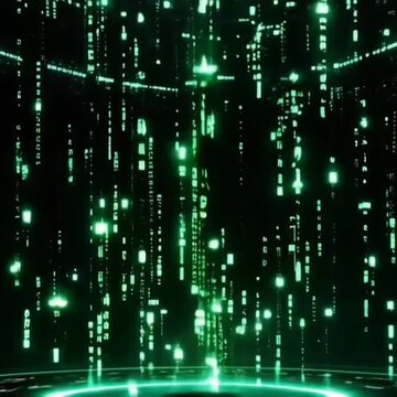 Digital binary code background, Matrix Style Falling Green Code Animation Background. Digital Cyberpunk Loop