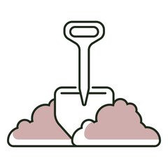 Shovel in dirt logo