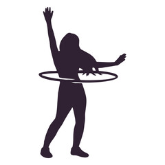 Woman hula hoop silhouette