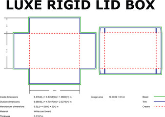 Luxe rigid lid box packaging design template die-cut