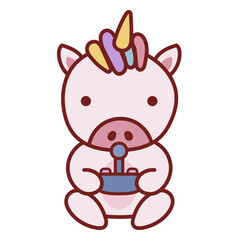 Baby unicorn cute gamer