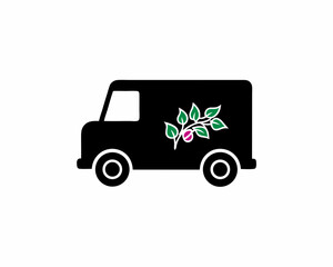 creative details  Plants delivery van icon vector illustration