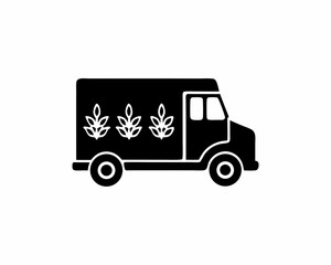 creative details  Plants delivery van icon vector illustration