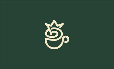 Logo Crown Coffee Cup. Premium, Beverage, Coffee Shop concept.