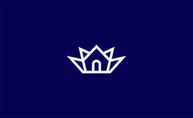 Logo Crown Home in Line Bold style. Premium, Residence, Real Estate concept.