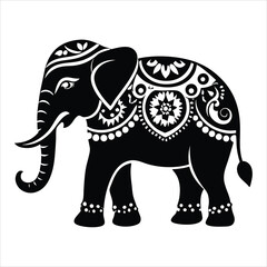 Fototapeta premium Elephant silhouette line art vector illustration