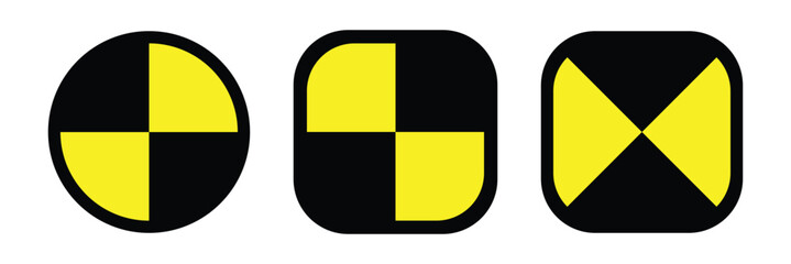 Fototapeta premium Crash test vector icon. Black and yellow color