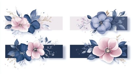 Set of Beautiful floral banners illustration , no logos, no brands