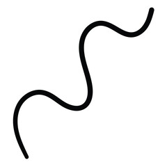 Hand drawn cartoon curved line on white background.
