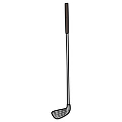 Hand drawn cartoon golf club on white background.