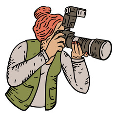 Woman taking a picture with a camera