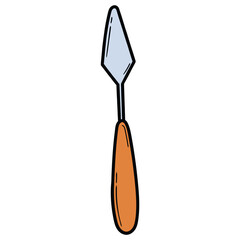 Hand drawn cartoon palette knife on white background.