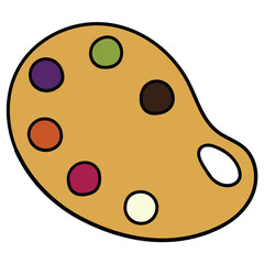 Hand drawn cartoon wooden artist's palette on white background.