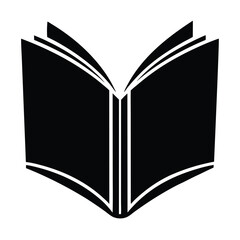 Open Book Silhouette Pages Flying Free, book - black and white vector symbol illustration of an open book, white background, Open book icon simple black silhouette knowledge symbol vector illustration